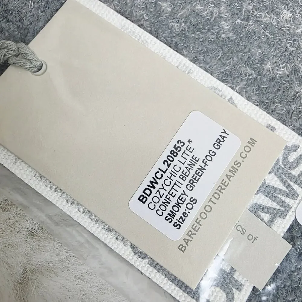 Barefoot Dreams CozyChic Lite Confetti Beanie Smokey Green Fog Gray NWT One Size